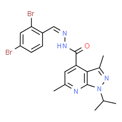 ChemSpider 2D Image | N'-[(Z)-(2,4-Dibromophenyl)methylene]-1-isopropyl-3,6-dimethyl-1H-pyrazolo[3,4-b]pyridine-4-carbohydrazide | C19H19Br2N5O