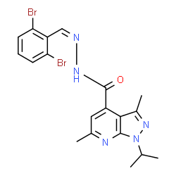 ChemSpider 2D Image | N'-[(Z)-(2,6-Dibromophenyl)methylene]-1-isopropyl-3,6-dimethyl-1H-pyrazolo[3,4-b]pyridine-4-carbohydrazide | C19H19Br2N5O