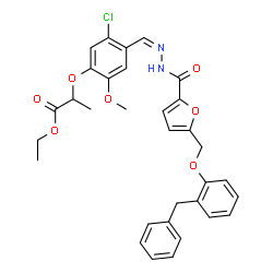 ChemSpider 2D Image | Ethyl 2-{4-[(Z)-({5-[(2-benzylphenoxy)methyl]-2-furoyl}hydrazono)methyl]-5-chloro-2-methoxyphenoxy}propanoate | C32H31ClN2O7