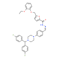 ChemSpider 2D Image | N'-[(Z)-(4-{4-[Bis(4-fluorophenyl)methyl]-1-piperazinyl}phenyl)methylene]-5-[(2-ethoxyphenoxy)methyl]-2-furohydrazide | C38H36F2N4O4