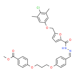 ChemSpider 2D Image | Methyl 4-(3-{4-[(Z)-({5-[(4-chloro-3,5-dimethylphenoxy)methyl]-2-furoyl}hydrazono)methyl]phenoxy}propoxy)benzoate | C32H31ClN2O7