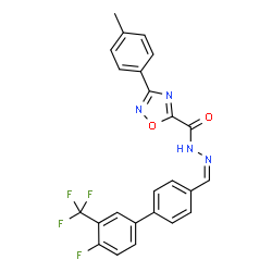 ChemSpider 2D Image | N'-{(Z)-[4'-Fluoro-3'-(trifluoromethyl)-4-biphenylyl]methylene}-3-(4-methylphenyl)-1,2,4-oxadiazole-5-carbohydrazide | C24H16F4N4O2