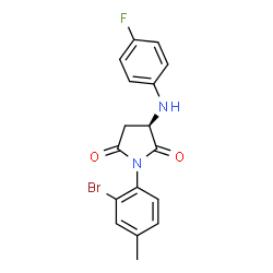 ChemSpider 2D Image | (3R)-1-(2-Bromo-4-methylphenyl)-3-[(4-fluorophenyl)amino]-2,5-pyrrolidinedione | C17H14BrFN2O2