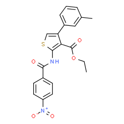 ChemSpider 2D Image | Ethyl 4-(3-methylphenyl)-2-[(4-nitrobenzoyl)amino]-3-thiophenecarboxylate | C21H18N2O5S
