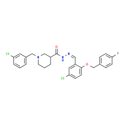 ChemSpider 2D Image | 1-(3-Chlorobenzyl)-N'-[(Z)-{5-chloro-2-[(4-fluorobenzyl)oxy]phenyl}methylene]-3-piperidinecarbohydrazide | C27H26Cl2FN3O2