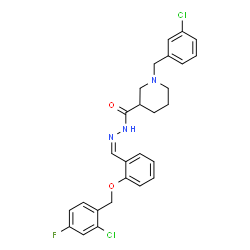 ChemSpider 2D Image | 1-(3-Chlorobenzyl)-N'-[(Z)-{2-[(2-chloro-4-fluorobenzyl)oxy]phenyl}methylene]-3-piperidinecarbohydrazide | C27H26Cl2FN3O2