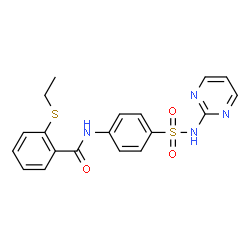 ChemSpider 2D Image | 2-(Ethylsulfanyl)-N-[4-(2-pyrimidinylsulfamoyl)phenyl]benzamide | C19H18N4O3S2