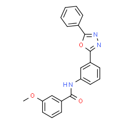 ChemSpider 2D Image | 3-Methoxy-N-[3-(5-phenyl-1,3,4-oxadiazol-2-yl)phenyl]benzamide | C22H17N3O3