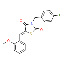 ChemSpider 2D Image | (5Z)-3-(4-Fluorobenzyl)-5-(2-methoxybenzylidene)-1,3-thiazolidine-2,4-dione | C18H14FNO3S
