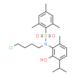 ChemSpider 2D Image | N-(4-Chlorobutyl)-N-(2-hydroxy-3-isopropyl-6-methylphenyl)-2,4,6-trimethylbenzenesulfonamide | C23H32ClNO3S