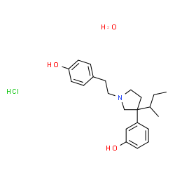 ChemSpider 2D Image | 3-{3-sec-Butyl-1-[2-(4-hydroxyphenyl)ethyl]-3-pyrrolidinyl}phenol hydrochloride hydrate | C22H32ClNO3