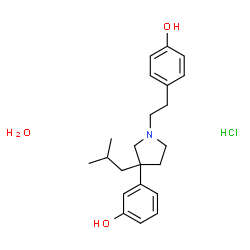 ChemSpider 2D Image | 3-{1-[2-(4-Hydroxyphenyl)ethyl]-3-isobutyl-3-pyrrolidinyl}phenol hydrochloride hydrate | C22H32ClNO3