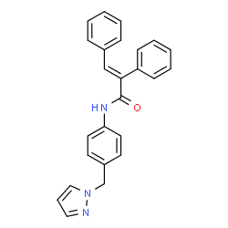 ChemSpider 2D Image | (2E)-2,3-Diphenyl-N-[4-(1H-pyrazol-1-ylmethyl)phenyl]acrylamide | C25H21N3O