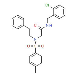 ChemSpider 2D Image | N-(2-Chlorobenzyl)-N~2~-[(4-methylphenyl)sulfonyl]-N~2~-(2-phenylethyl)glycinamide | C24H25ClN2O3S
