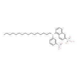 ChemSpider 2D Image | 5-[Hexadecyl(3-nitrophenyl)amino]-2-naphthalenesulfonic acid | C32H44N2O5S