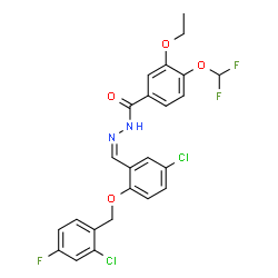 ChemSpider 2D Image | N'-[(Z)-{5-Chloro-2-[(2-chloro-4-fluorobenzyl)oxy]phenyl}methylene]-4-(difluoromethoxy)-3-ethoxybenzohydrazide | C24H19Cl2F3N2O4