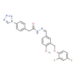 ChemSpider 2D Image | N'-[(Z)-{3-[(2,4-Difluorophenoxy)methyl]-4-methoxyphenyl}methylene]-2-[4-(1H-tetrazol-1-yl)phenyl]acetohydrazide | C24H20F2N6O3