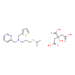 ChemSpider 2D Image | 3-Isopropoxy-N-(2-pyridinylmethyl)-N-(2-thienylmethyl)-1-propanamine 2-hydroxy-1,2,3-propanetricarboxylate (1:1) | C23H32N2O8S