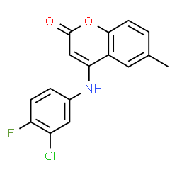 ChemSpider 2D Image | 4-[(3-Chloro-4-fluorophenyl)amino]-6-methyl-2H-chromen-2-one | C16H11ClFNO2