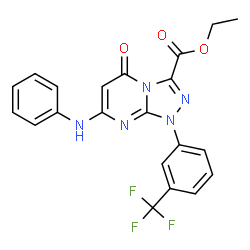 ChemSpider 2D Image | Ethyl 7-anilino-5-oxo-1-[3-(trifluoromethyl)phenyl]-1,5-dihydro[1,2,4]triazolo[4,3-a]pyrimidine-3-carboxylate | C21H16F3N5O3