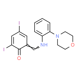 ChemSpider 2D Image | (6E)-2,4-Diiodo-6-({[2-(4-morpholinyl)phenyl]amino}methylene)-2,4-cyclohexadien-1-one | C17H16I2N2O2