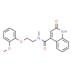 ChemSpider 2D Image | N-[2-(2-Methoxyphenoxy)ethyl]-N-methyl-2-oxo-1,2-dihydro-4-quinolinecarboxamide | C20H20N2O4