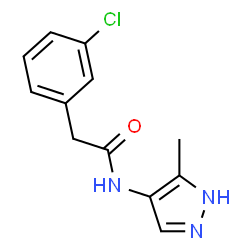ChemSpider 2D Image | 2-(3-Chlorophenyl)-N-(5-methyl-1H-pyrazol-4-yl)acetamide | C12H12ClN3O