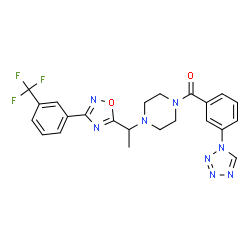 ChemSpider 2D Image | [3-(1H-Tetrazol-1-yl)phenyl][4-(1-{3-[3-(trifluoromethyl)phenyl]-1,2,4-oxadiazol-5-yl}ethyl)-1-piperazinyl]methanone | C23H21F3N8O2