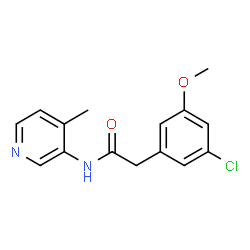 ChemSpider 2D Image | 2-(3-Chloro-5-methoxyphenyl)-N-(4-methyl-3-pyridinyl)acetamide | C15H15ClN2O2