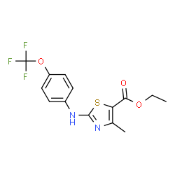 ChemSpider 2D Image | Ethyl 4-methyl-2-{[4-(trifluoromethoxy)phenyl]amino}-1,3-thiazole-5-carboxylate | C14H13F3N2O3S