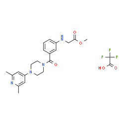 ChemSpider 2D Image | Methyl N-(3-{[4-(2,6-dimethyl-4-pyridinyl)-1-piperazinyl]carbonyl}phenyl)glycinate trifluoroacetate (1:1) | C23H27F3N4O5
