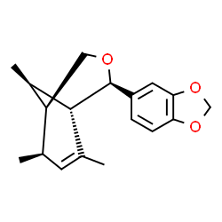 ChemSpider 2D Image | 5-[(1S,2R,5S,6R,9R)-6,8,9-Trimethyl-3-oxabicyclo[3.3.1]non-7-en-2-yl]-1,3-benzodioxole | C18H22O3