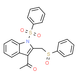 ChemSpider 2D Image | 1-{2-[(Phenylsulfinyl)methyl]-1-(phenylsulfonyl)-1H-indol-3-yl}ethanone | C23H19NO4S2
