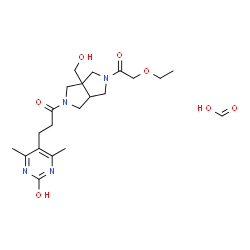 ChemSpider 2D Image | Formic acid - 1-[5-(ethoxyacetyl)-3a-(hydroxymethyl)hexahydropyrrolo[3,4-c]pyrrol-2(1H)-yl]-3-(2-hydroxy-4,6-dimethyl-5-pyrimidinyl)-1-propanone (1:1) | C21H32N4O7