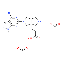 ChemSpider 2D Image | 3-[2-(4-Amino-1-methyl-1H-pyrazolo[3,4-d]pyrimidin-6-yl)hexahydropyrrolo[3,4-c]pyrrol-3a(1H)-yl]propanoic acid - formic acid (1:2) | C17H25N7O6