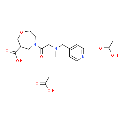 ChemSpider 2D Image | 4-[N-Methyl-N-(4-pyridinylmethyl)glycyl]-1,4-oxazepane-6-carboxylic acid acetate (1:2) | C19H29N3O8