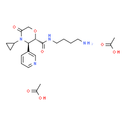 ChemSpider 2D Image | (2S,3R)-N-(4-Aminobutyl)-4-cyclopropyl-5-oxo-3-(3-pyridinyl)-2-morpholinecarboxamide acetate (1:2) | C21H32N4O7