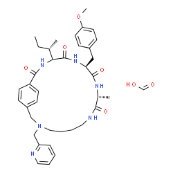 ChemSpider 2D Image | Formic acid - (7S,10R)-4-[(2S)-2-butanyl]-7-(4-methoxybenzyl)-10-methyl-17-(2-pyridinylmethyl)-3,6,9,12,17-pentaazabicyclo[17.2.2]tricosa-1(21),19,22-triene-2,5,8,11-tetrone (1:1) | C38H50N6O7