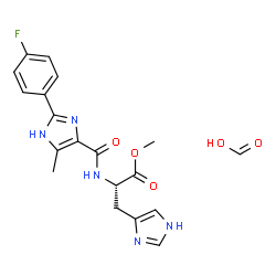ChemSpider 2D Image | Formic acid - methyl N-{[2-(4-fluorophenyl)-5-methyl-1H-imidazol-4-yl]carbonyl}-L-histidinate (1:1) | C19H20FN5O5
