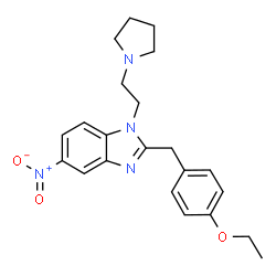 ChemSpider 2D Image | 2-(4-Ethoxybenzyl)-5-nitro-1-[2-(1-pyrrolidinyl)ethyl]-1H-benzimidazole | C22H26N4O3