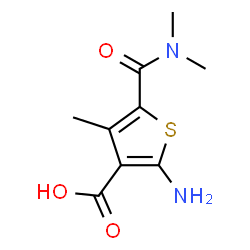 ChemSpider 2D Image | 2-Amino-5-(dimethylcarbamoyl)-4-methyl-3-thiophenecarboxylic acid | C9H12N2O3S