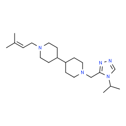 ChemSpider 2D Image | 1-[(4-Isopropyl-4H-1,2,4-triazol-3-yl)methyl]-1'-(3-methyl-2-buten-1-yl)-4,4'-bipiperidine | C21H37N5