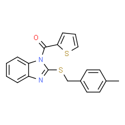 ChemSpider 2D Image | 4-methylbenzyl 1-(2-thienylcarbonyl)-1H-benzimidazol-2-yl sulfide | C20H16N2OS2