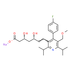 ChemSpider 2D Image | Sodium (3R,5S,6E)-7-[4-(4-fluorophenyl)-2,6-diisopropyl-5-(methoxymethyl)-3-pyridinyl]-3,5-dihydroxy-6-heptenoate | C26H33FNNaO5