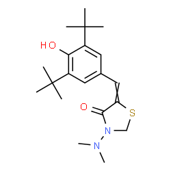 ChemSpider 2D Image | 5-[[3,5-Bis(1,1-dimethylethyl)-4-hydroxyphenyl]methylene]-3-(dimethylamino)-4-thiazolidinone | C20H30N2O2S