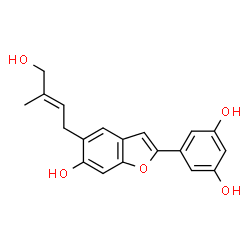 ChemSpider 2D Image | 1,3-Benzenediol, 5-[6-hydroxy-5-(4-hydroxy-3-methyl-2-butenyl)-2-benzofuranyl]-, (E)- | C19H18O5