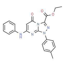 ChemSpider 2D Image | 7-anilino-1-(4-methylphenyl)-5-oxo-[1,2,4]triazolo[4,3-a]pyrimidine-3-carboxylic acid ethyl ester | C21H19N5O3