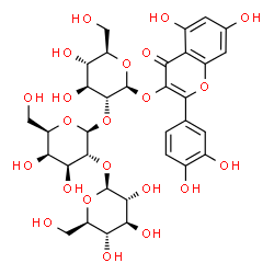 ChemSpider 2D Image | 2-(3,4-Dihydroxyphenyl)-5,7-dihydroxy-4-oxo-4H-chromen-3-yl beta-D-glucopyranosyl-(1->2)-beta-D-galactopyranosyl-(1->2)-beta-D-glucopyranoside | C33H40O22