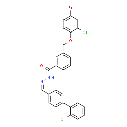 ChemSpider 2D Image | 3-[(4-Bromo-2-chlorophenoxy)methyl]-N'-[(Z)-(2'-chloro-4-biphenylyl)methylene]benzohydrazide | C27H19BrCl2N2O2