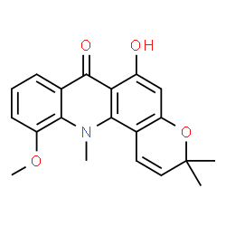 ChemSpider 2D Image | 6-Hydroxy-11-methoxy-3,3,12-trimethyl-3,12-dihydro-7H-pyrano[2,3-c]acridin-7-one | C20H19NO4